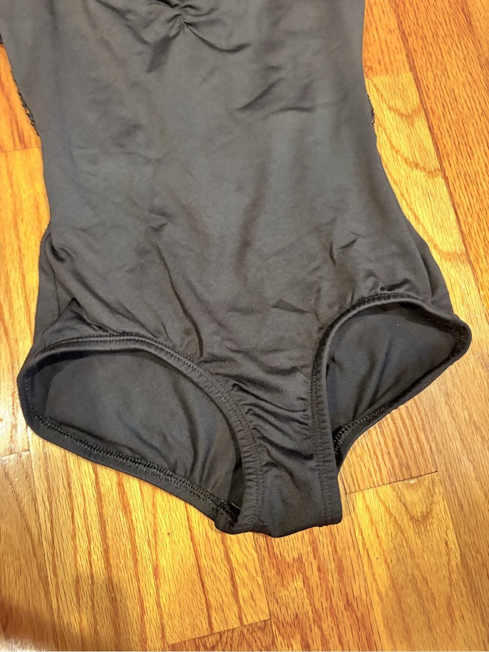 Black Girls' Sleeveless One-Piece Bodysuit with Lace Trim